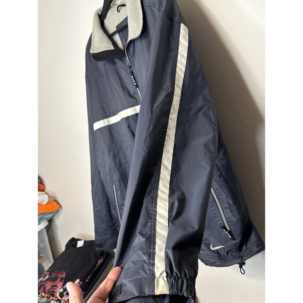 Vintage Nike Fleece Lined Jacket Navy Swoosh Full Zip Mens XL - Picture 10 of 15